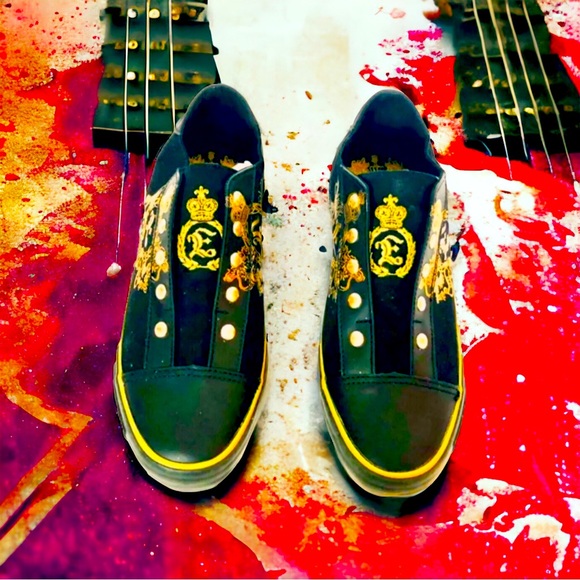 Elvis Women Gold & Black Sneakers - Picture 9 of 9